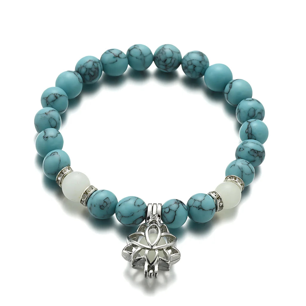 ENERGY LUMINOUS LOTUS YOGA GEMSTONE BRACELET WITH CHARM - Bracelet