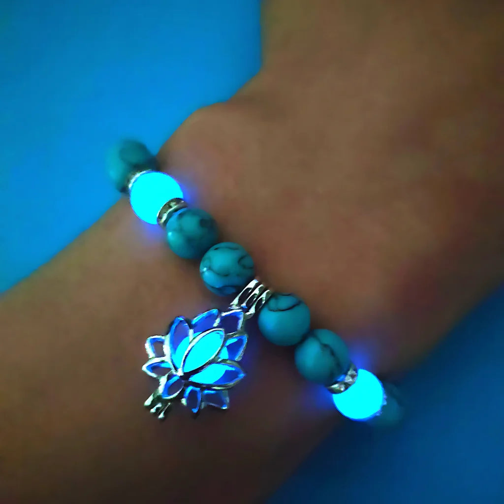 ENERGY LUMINOUS LOTUS YOGA GEMSTONE BRACELET WITH CHARM - Bracelet