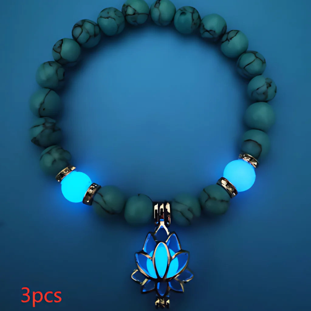 ENERGY LUMINOUS LOTUS YOGA GEMSTONE BRACELET WITH CHARM - Style A 3pcs - Bracelet