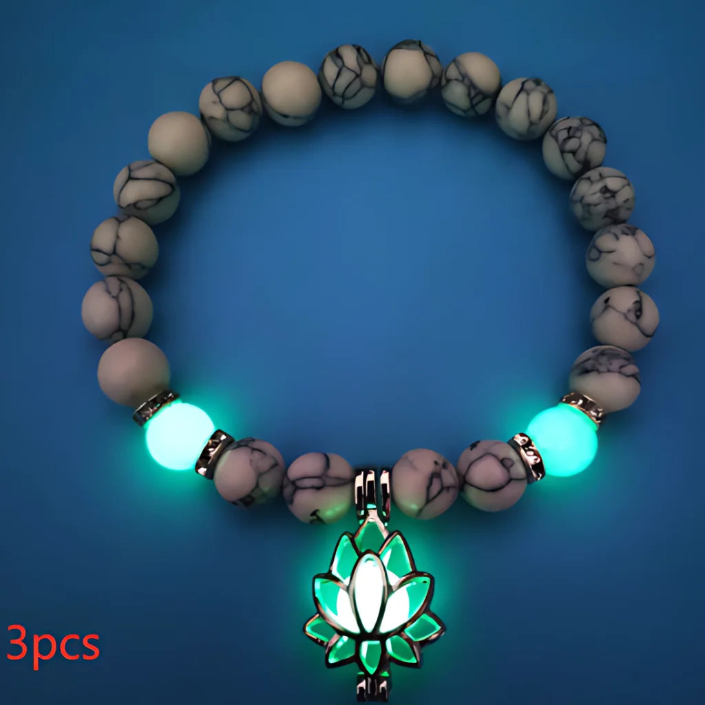 ENERGY LUMINOUS LOTUS YOGA GEMSTONE BRACELET WITH CHARM - Style B 3pcs - Bracelet