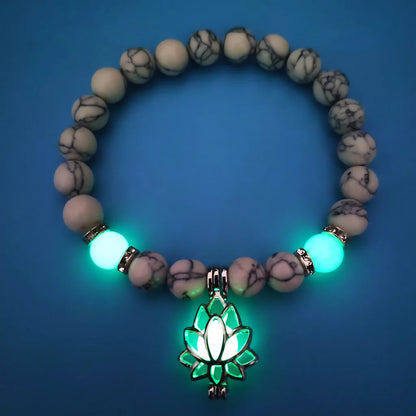 ENERGY LUMINOUS LOTUS YOGA GEMSTONE BRACELET WITH CHARM - Style B - Bracelet