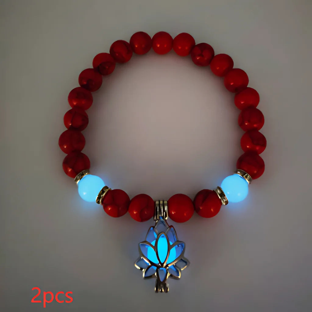 ENERGY LUMINOUS LOTUS YOGA GEMSTONE BRACELET WITH CHARM - Style C 2pcs - Bracelet