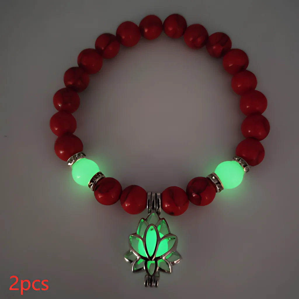 ENERGY LUMINOUS LOTUS YOGA GEMSTONE BRACELET WITH CHARM - Style D 2pcs - Bracelet