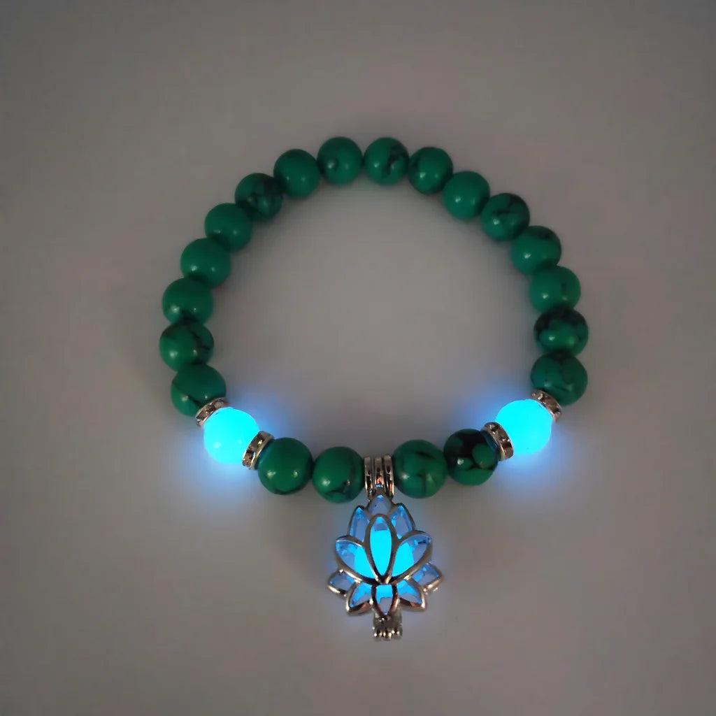 ENERGY LUMINOUS LOTUS YOGA GEMSTONE BRACELET WITH CHARM - Style E - Bracelet