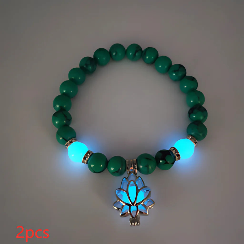 ENERGY LUMINOUS LOTUS YOGA GEMSTONE BRACELET WITH CHARM - Style E 2pcs - Bracelet