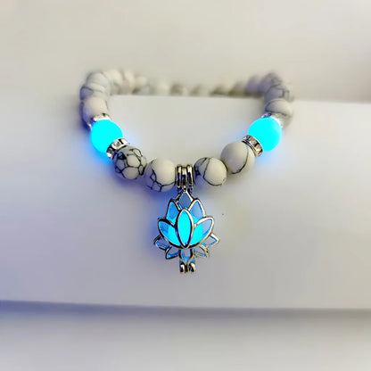 ENERGY LUMINOUS LOTUS YOGA GEMSTONE BRACELET WITH CHARM - Style G - Bracelet