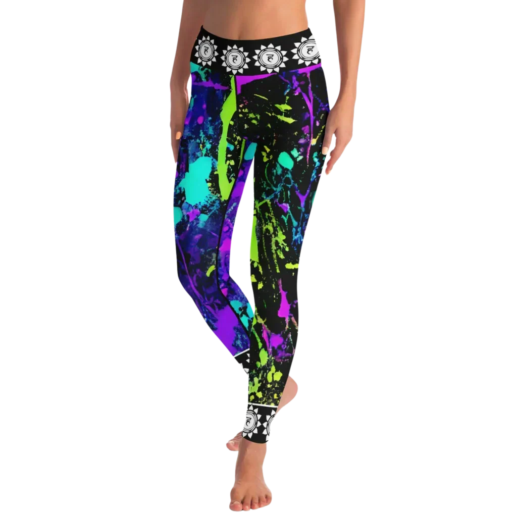 EXPLORE VIBRANT ENERGY WITH NEON PAINT SPLASH FEMALE YOGA PANTS - Yoga Leggings - AOP