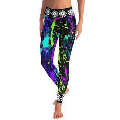 EXPLORE VIBRANT ENERGY WITH NEON PAINT SPLASH FEMALE YOGA PANTS - Yoga Leggings - AOP