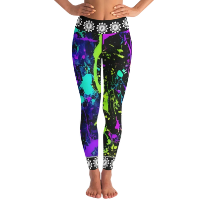 EXPLORE VIBRANT ENERGY WITH NEON PAINT SPLASH FEMALE YOGA PANTS - XS - Yoga Leggings - AOP