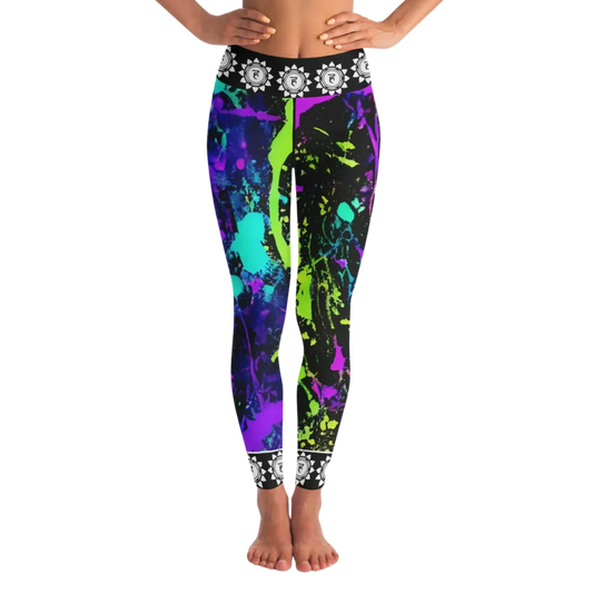 EXPLORE VIBRANT ENERGY WITH NEON PAINT SPLASH FEMALE YOGA PANTS - XS - Yoga Leggings - AOP