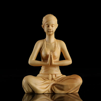 EXQUISITE BOXWOOD CARVING YOGA HOME DECOR - Perfect Yoga