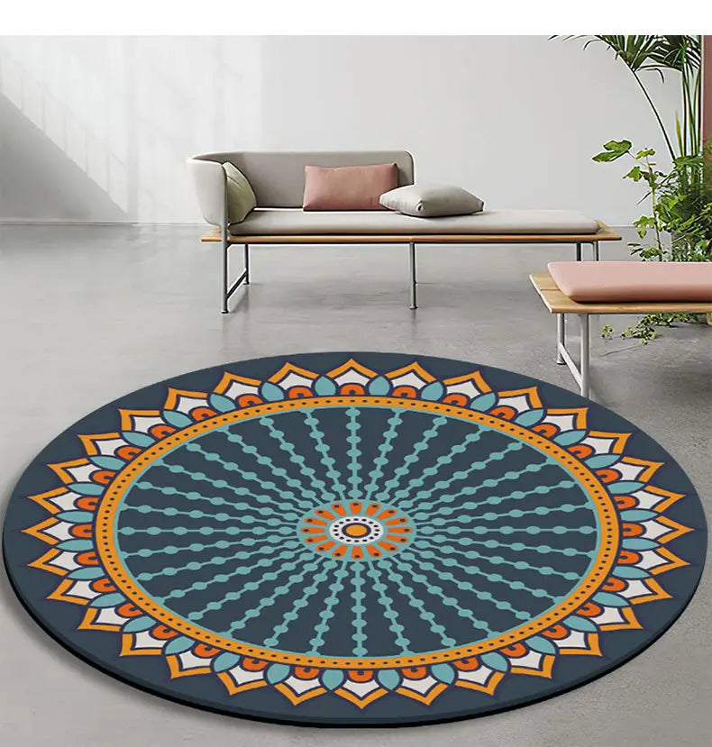 LUXURIOUS NON-SLIP ROUND YOGA MAT WITH MANDALA DESIGN