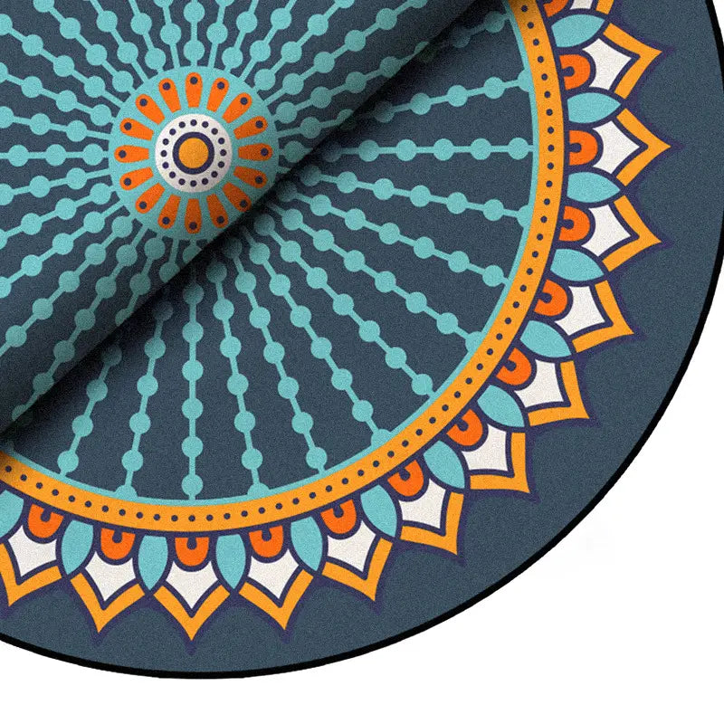 LUXURIOUS NON-SLIP ROUND YOGA MAT WITH MANDALA DESIGN