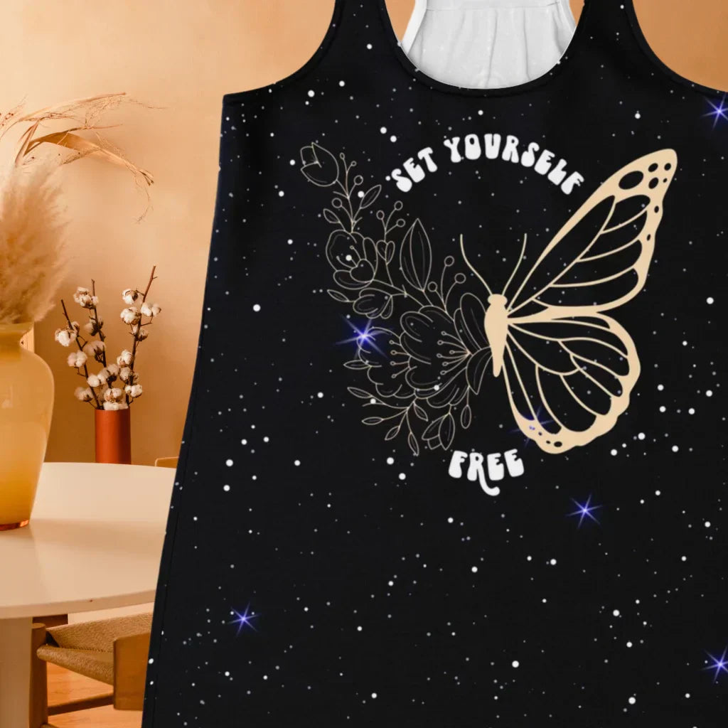 FLORAL BUTTERFLY TANK RACERBACK – YOGA TOP FOR WOMEN - Flowy Racerback Tank Top - AOP