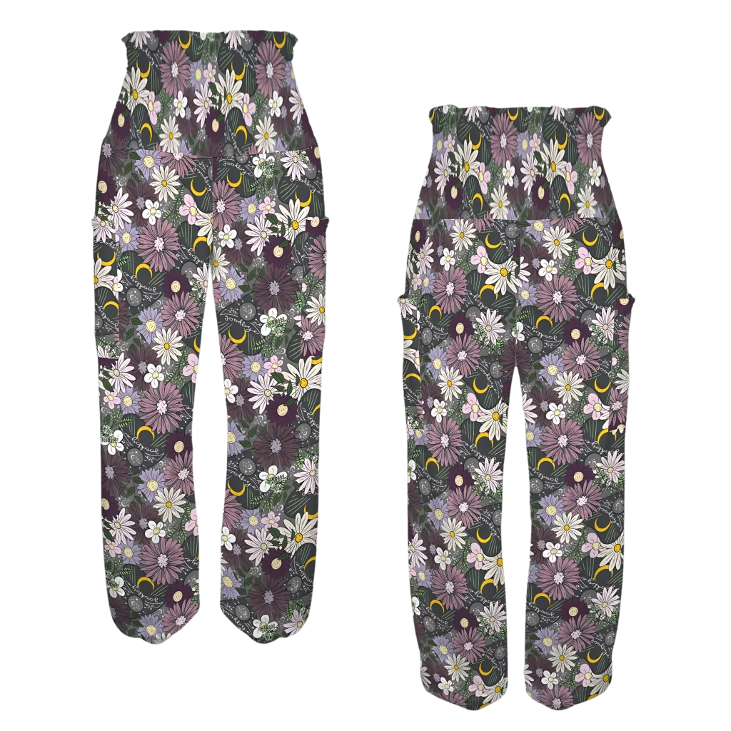 FLOWER PLANCHETTE HAREM YOGA PANTS FOR WOMEN - harem beam