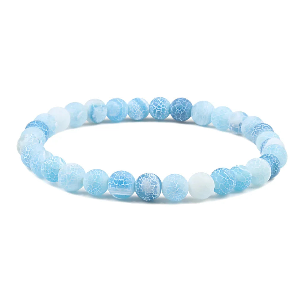 FROSTED GEMSTONE BEAD BRACELET FOR BALANCE & ENERGY - Blue - Bracelet