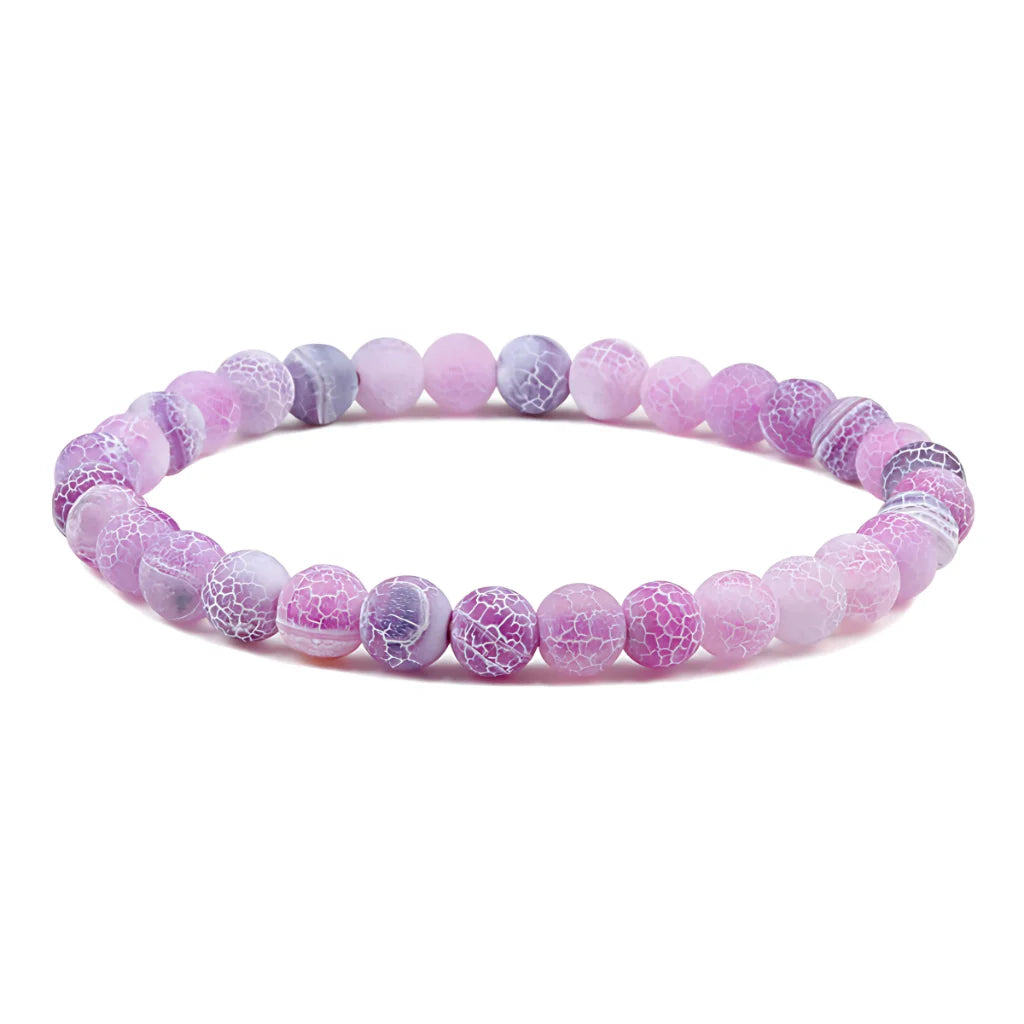 FROSTED GEMSTONE BEAD BRACELET FOR BALANCE & ENERGY - Purple - Bracelet