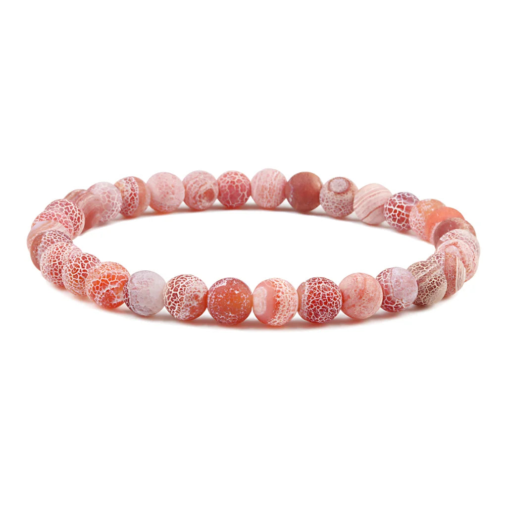 FROSTED GEMSTONE BEAD BRACELET FOR BALANCE & ENERGY - Red - Bracelet