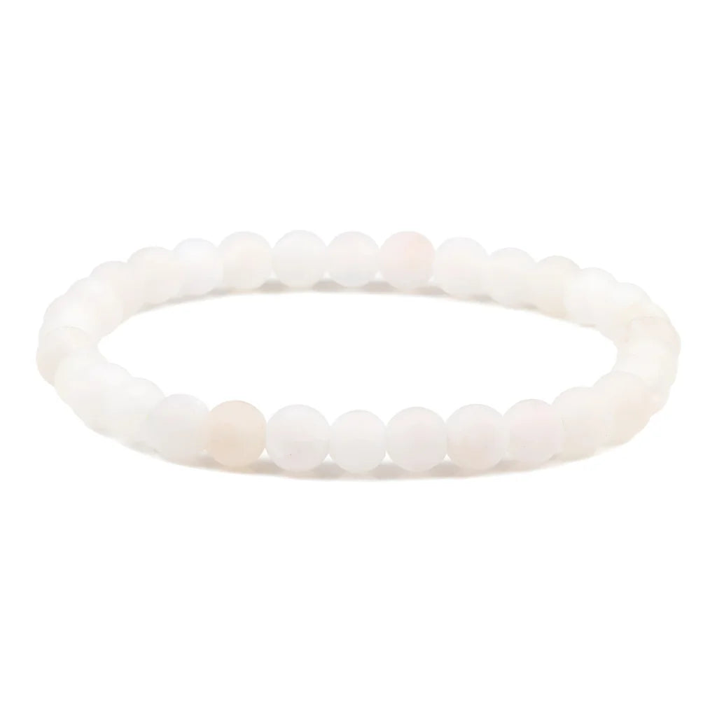 FROSTED GEMSTONE BEAD BRACELET FOR BALANCE & ENERGY - White - Bracelet