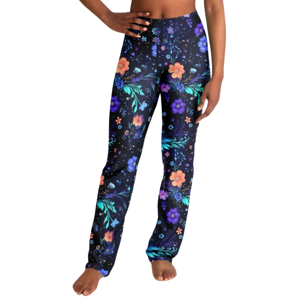 GALACTIC FLORAL YOGA FLARE LEGGINGS - COSMIC SPIRIT - Flare