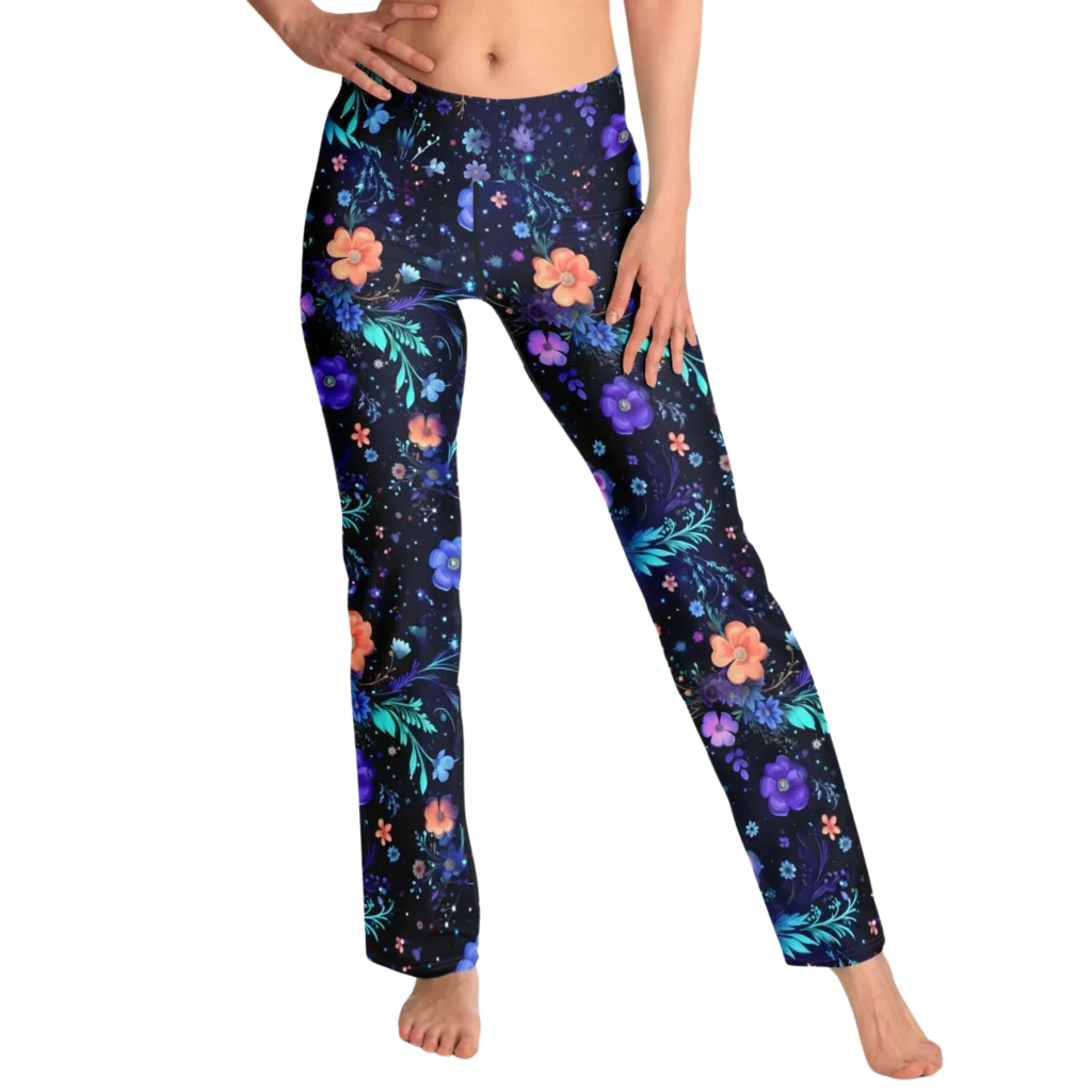 GALACTIC FLORAL YOGA FLARE LEGGINGS - COSMIC SPIRIT - Flare