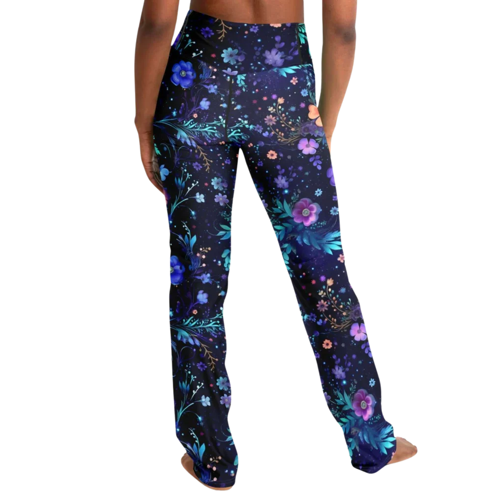 GALACTIC FLORAL YOGA FLARE LEGGINGS - COSMIC SPIRIT - Flare