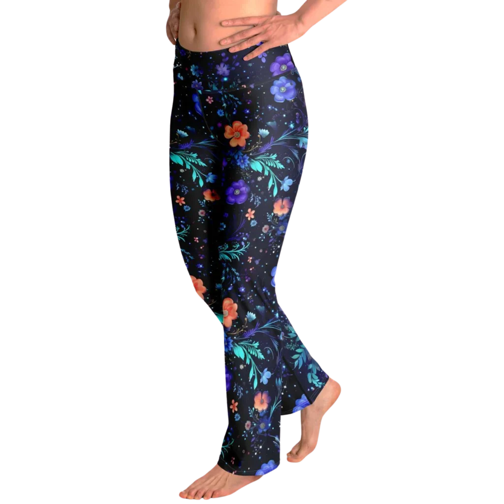 GALACTIC FLORAL YOGA FLARE LEGGINGS - COSMIC SPIRIT - Flare