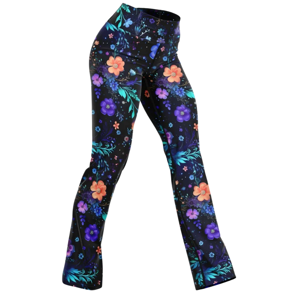 GALACTIC FLORAL YOGA FLARE LEGGINGS - COSMIC SPIRIT - XS