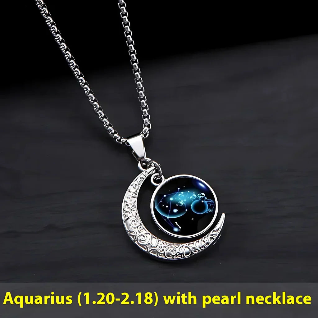 GLOWING ZODIAC NECKLACE WITH PENDANT FOR MEN & WOMEN - Aquarius - Necklace