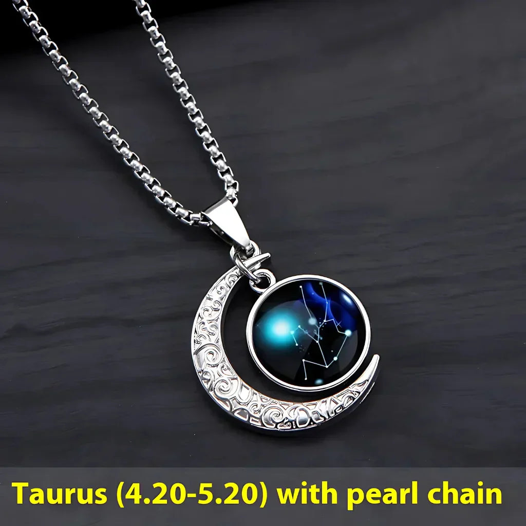 GLOWING ZODIAC NECKLACE WITH PENDANT FOR MEN & WOMEN - Taurus - Necklace