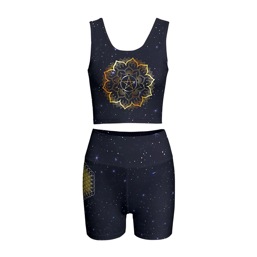 GOLDEN MANDALA MATCHING YOGA SET FOR WOMEN - SPIRITUAL ENERGY - S - yoga outfit set