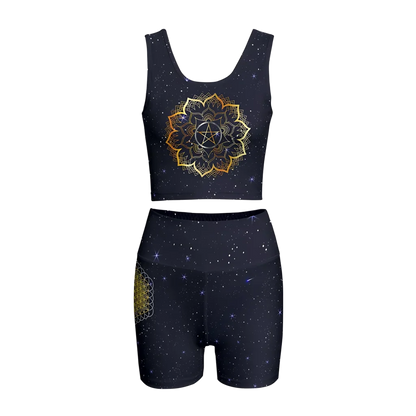 GOLDEN MANDALA MATCHING YOGA SET FOR WOMEN - SPIRITUAL ENERGY - S - yoga outfit set