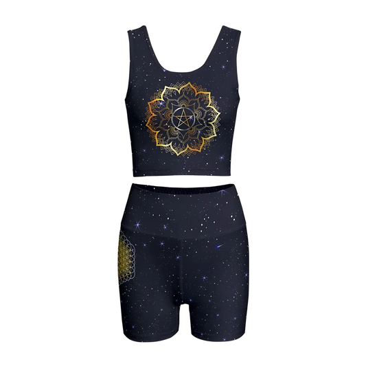 GOLDEN MANDALA MATCHING YOGA SET FOR WOMEN - SPIRITUAL ENERGY - S - yoga outfit set