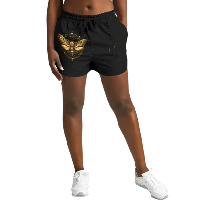 GOLDEN MOTH SACRED GEOMETRY LOOSE YOGA SHORTS FOR WOMEN