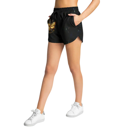 GOLDEN MOTH SACRED GEOMETRY LOOSE YOGA SHORTS FOR WOMEN