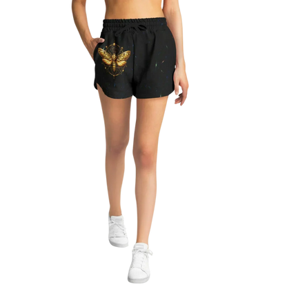 GOLDEN MOTH SACRED GEOMETRY LOOSE YOGA SHORTS FOR WOMEN