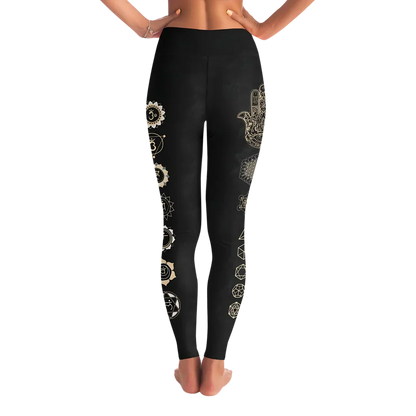 HAMSA HAND CHAKRA FEMALE YOGA PANTS WITH POCKET - Yoga Leggings - AOP