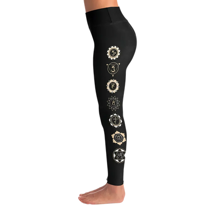 HAMSA HAND CHAKRA FEMALE YOGA PANTS WITH POCKET - Yoga Leggings - AOP