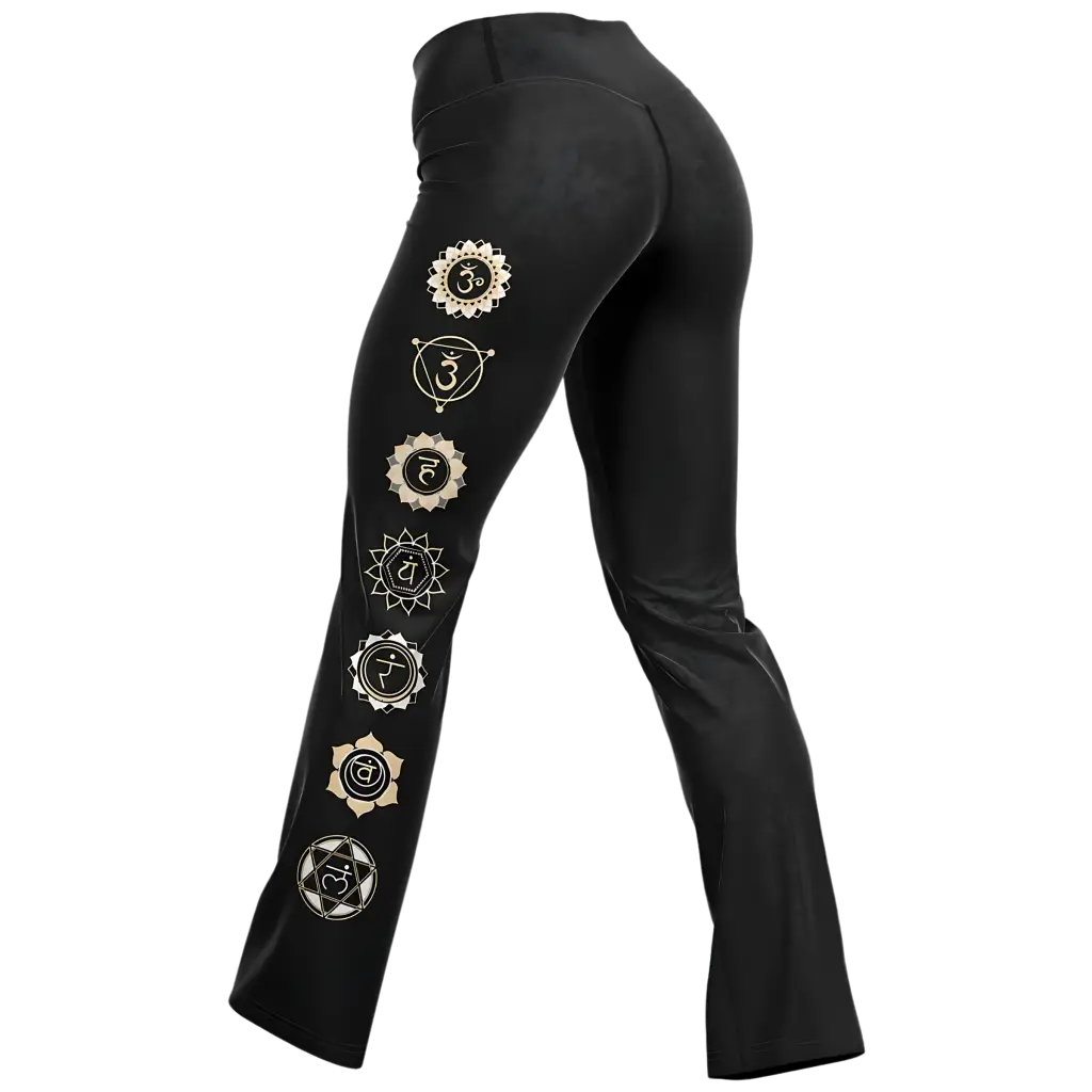 HAMSA HAND CHAKRA FLARE LEGGINGS - Flare Leggings - AOP