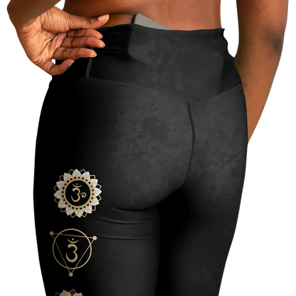 HAMSA HAND CHAKRA FLARE LEGGINGS - MYSTICAL YOGA FLARE