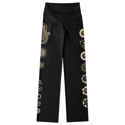 HAMSA HAND CHAKRA FLARE LEGGINGS - MYSTICAL YOGA FLARE