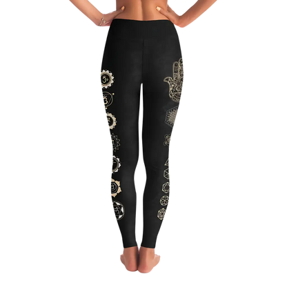 HAMSA HAND CHAKRA YOGA LEGGINGS WITH POCKET - Yoga Leggings