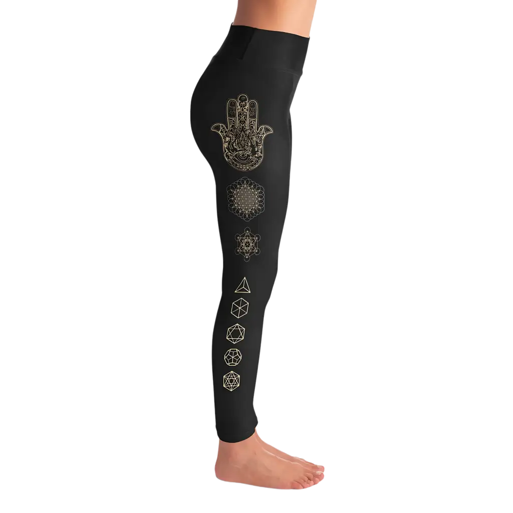 HAMSA HAND CHAKRA YOGA LEGGINGS WITH POCKET - Yoga Leggings