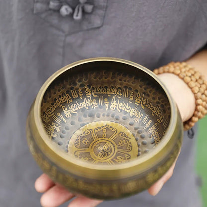 HANDCRAFTED NEPAL TIBETAN PRAYER SINGING BOWL SET - 11 cm diameter - sound bowl