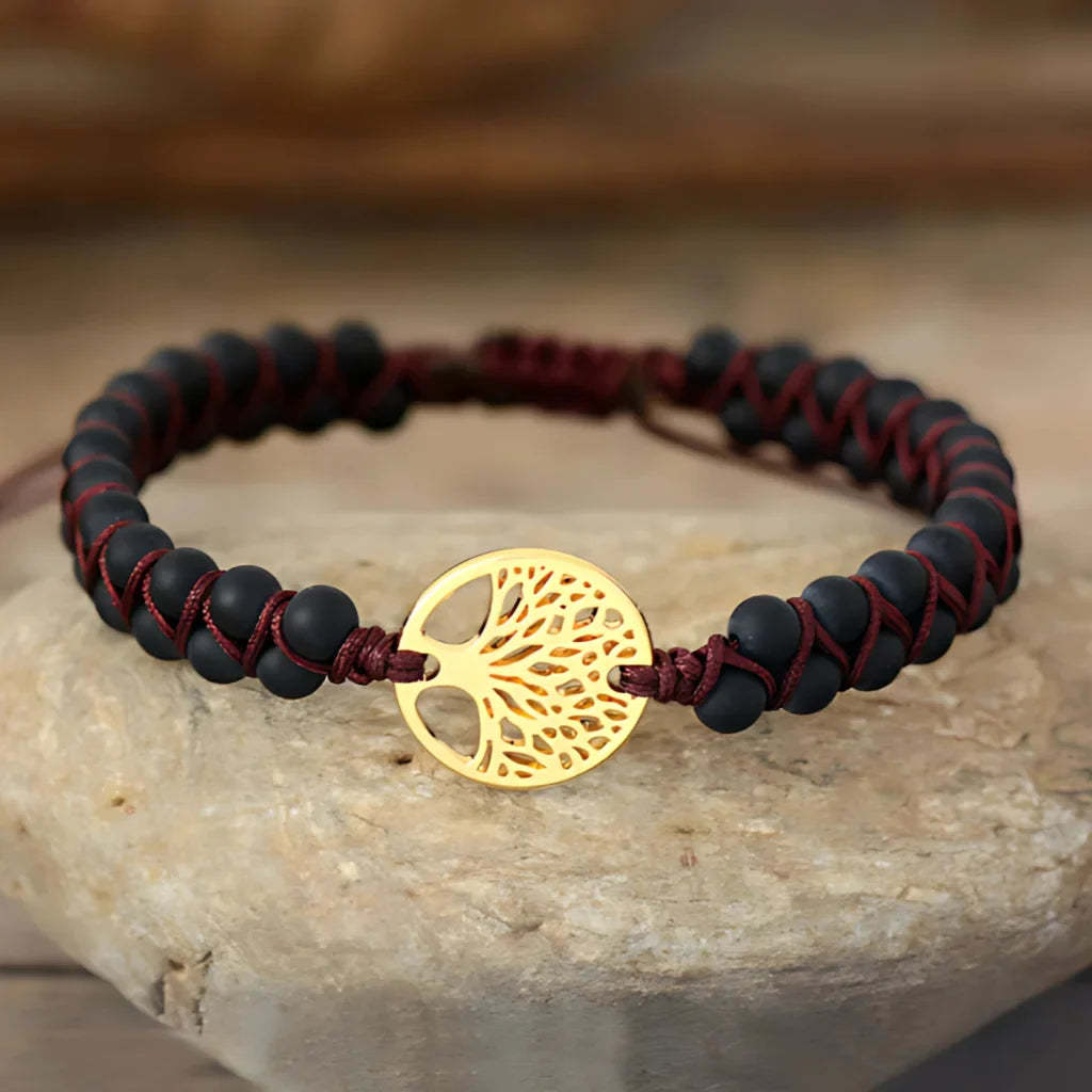 HANDWOVEN AGATE BEAD BRACELET FOR STRENGTH & BALANCE - B - Bracelet