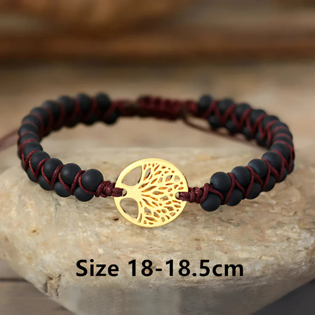 HANDWOVEN AGATE BEAD BRACELET FOR STRENGTH & BALANCE - B male - Bracelet