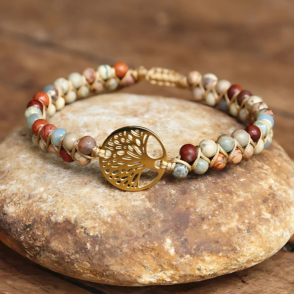 HANDWOVEN AGATE BEAD BRACELET FOR STRENGTH & BALANCE - Golden Shoushan - Bracelet