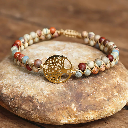 HANDWOVEN AGATE BEAD BRACELET FOR STRENGTH & BALANCE - Golden Shoushan - Bracelet