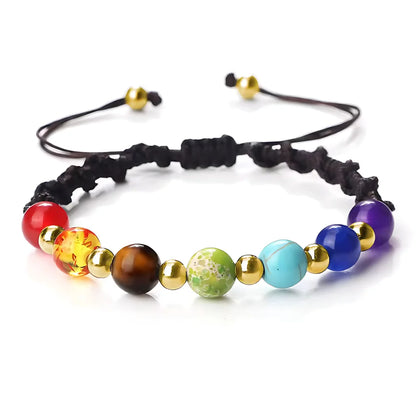 HANDWOVEN CHAKRA BEAD BRACELET FOR ENERGY & BALANCE - Black / Gold - Bracelet