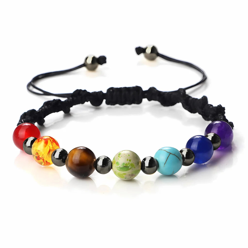 HANDWOVEN CHAKRA BEAD BRACELET FOR ENERGY & BALANCE - Black / Gun Black - Bracelet